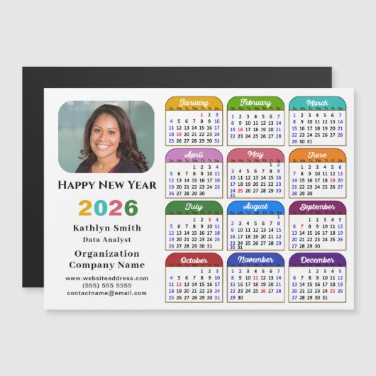 2025カラーカレンダー米国の休日企業の磁気 (正面/裏面)