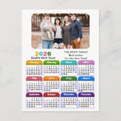 2025カレンダファミリモダンフォトブラカラフルック シーズンポストカード (正面)