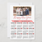 2025カレンダファミリーフォトピンクのスクリプトシンプル シーズンカード (正面)