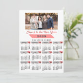 2025カレンダファミリーフォトピンクグリッターミニマル シーズンカード (スタンド正面)