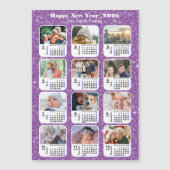 2025カレンダファミリー写真パープルモダングリッター (正面)