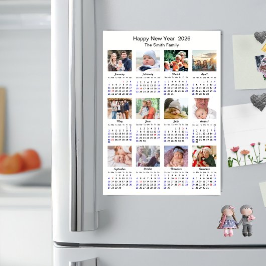 2025カレンダファミリー12フォトコラージミニマル主義者