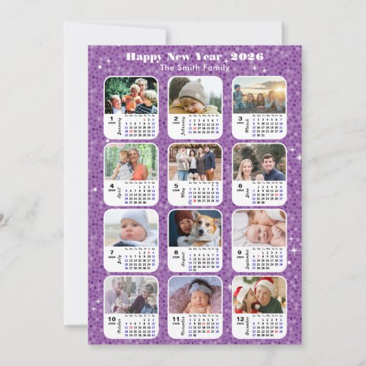 2025カレンダファミリー12フォトコラージミニマル主義者 シーズンカード (正面)