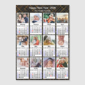 2025カレンダファミリー12フォトブラックモダン金ゴールド (正面)