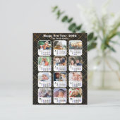 2025カレンダファミリー12フォトブラックモダン金ゴールド シーズンポストカード (スタンド正面)