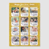 2025カレンダファミリー12写真モダン金ゴールドグリッター (正面)