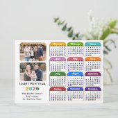 2025カレンダファミリ2フォトブラックモダンカラフル シーズンカード (スタンド正面)