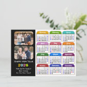 2025カレンダファミリ2フォトブラックモダンカラフル シーズンカード (スタンド正面)