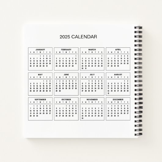 2025カレンダーで自分の件名と名前を追加 ノートブック (裏面)