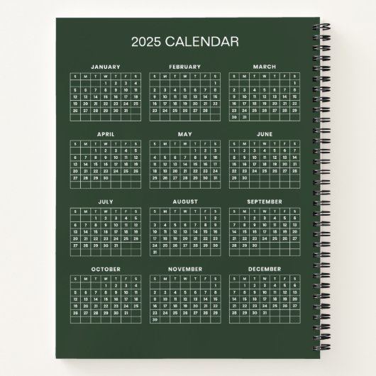 2025カレンダーで自分の件名と名前を追加 ノートブック (裏面)