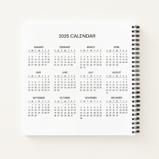 2025カレンダーで自分の件名と名前を追加 ノートブック (裏面)