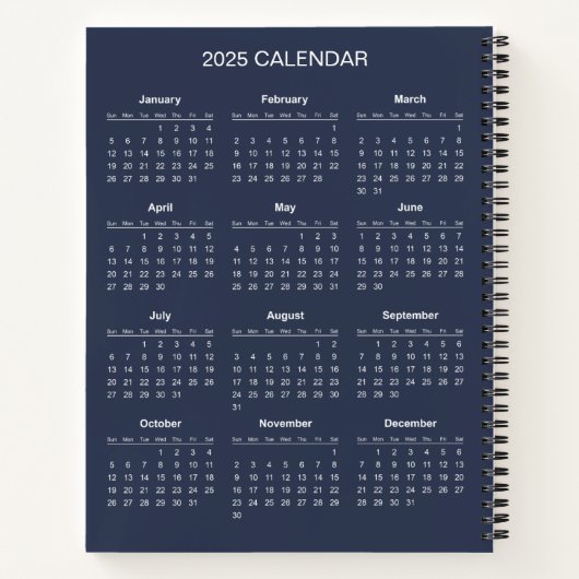 2025カレンダーで自分の件名と名前を追加 ノートブック (裏面)