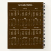 2025カレンダーで自分の件名と名前を追加 ノートブック (裏面)