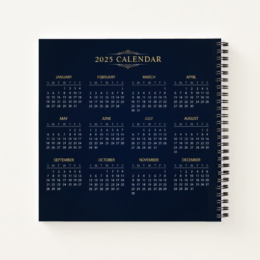 2025カレンダーで自分の件名と名前を追加N ノートブック (裏面)