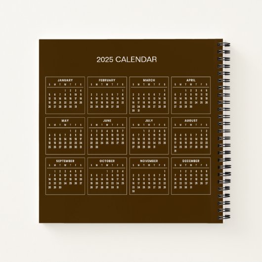 2025カレンダーで自分の件名と名前を追加N ノートブック (裏面)