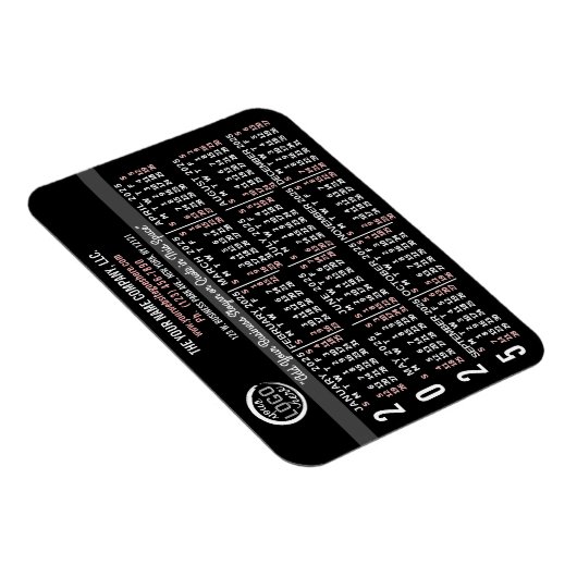 2025カレンダーカスタムビジネスロゴ名黒簡単 マグネット (右側)