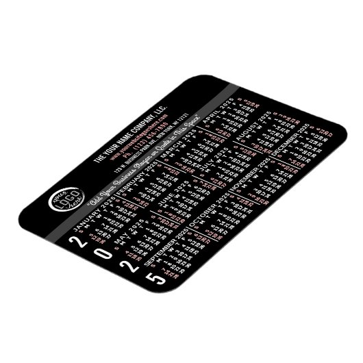 2025カレンダーカスタムビジネスロゴ名黒簡単 マグネット (左側)