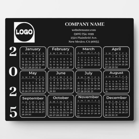 2025カレンダーカスタム会社の会社名とロゴブラック フォトプラーク (正面)