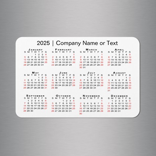 2025カレンダーカスタム文字黒赤白 マグネット