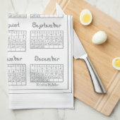 2025カレンダーシルバーグレーファブリックフォント裁縫テーマ キッチンタオル (四つ折り)