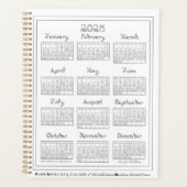 2025カレンダーシルバーグレー生地フォント プランナー手帳 (正面)