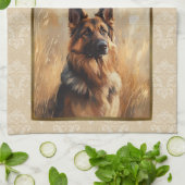 2025カレンダータオルドイツ羊飼いタンダマスク キッチンタオル (折り畳み)