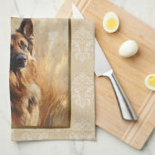 2025カレンダータオルドイツ羊飼いタンダマスク キッチンタオル (四つ折り)