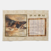 2025カレンダータオルドイツ羊飼いタンダマスク キッチンタオル (横)