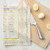 2025カレンダータオルパリビューカスタムメッセージ キッチンタオル (四つ折り)