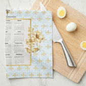 2025カレンダータオルブルー（紋章の）フラ・ダ・リパリジャン キッチンタオル (四つ折り)