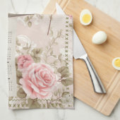 2025カレンダータオル主の祈りの言葉ピンクのバラ キッチンタオル (四つ折り)