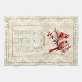 2025カレンダータオル深紅色 キッチンタオル (横)