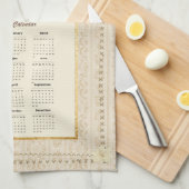 2025カレンダータオル茶の時間またはカスタムメッセージ キッチンタオル (四つ折り)