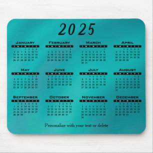 2025カレンダーティール(緑がかった色) – 年 マウスパッド