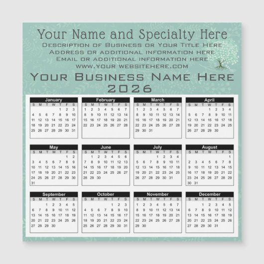 2025カレンダーハートリーフツリーフローラミントグリーン (正面)