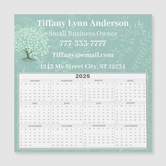 2025カレンダーハートリーフツリーフローラミントグリーン (正面)