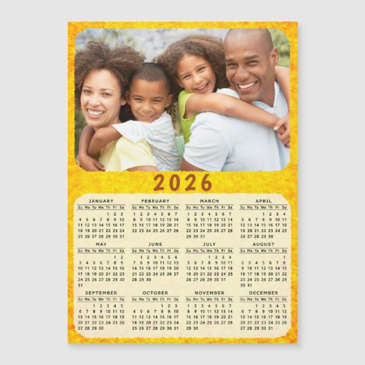2025カレンダーマグネットファミリーフォトゴールデンイエロー (正面)