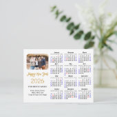 2025カレンダーモダン金ゴールドグリッター写真ミニマリスト シーズンポストカード (スタンド正面)