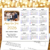 2025カレンダーモダン金ゴールドグリッター写真ミニマリスト シーズンポストカード