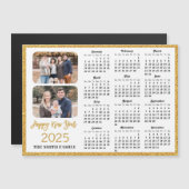2025カレンダーモダン金ゴールドグリッター2光磁気 (正面/裏面)