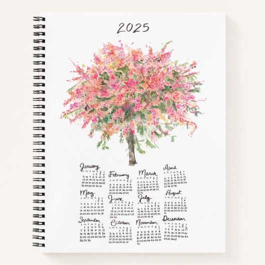 2025カレンダーレインボーシャワーツリー ノートブック (正面)