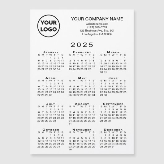 2025カレンダー事業ロゴ文字ホワイトマグネットカード (正面)