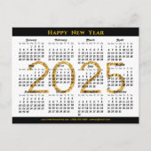 2025カレンダー企業のフォトブラック金ゴールドグリッター シーズンポストカード (正面)
