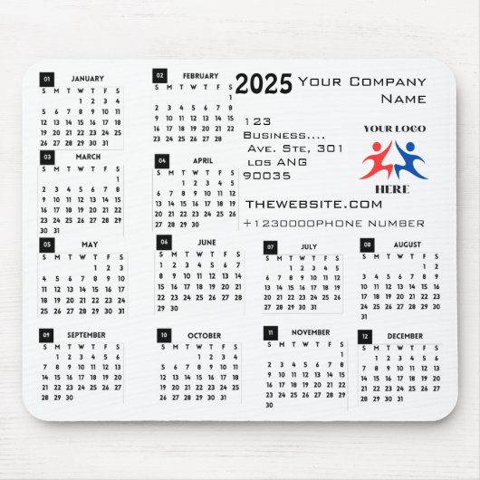 2025カレンダー会社のロゴと文字 マウスパッド (正面)