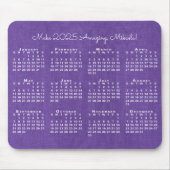 2025カレンダー名前をカスタムするパープルリネン写真 マウスパッド (正面)