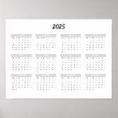 2025カレンダー月ごとのホームスクールオフィスウォール ポスター (正面)
