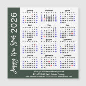 2025カレンダー白黒企業の磁気カード (正面)