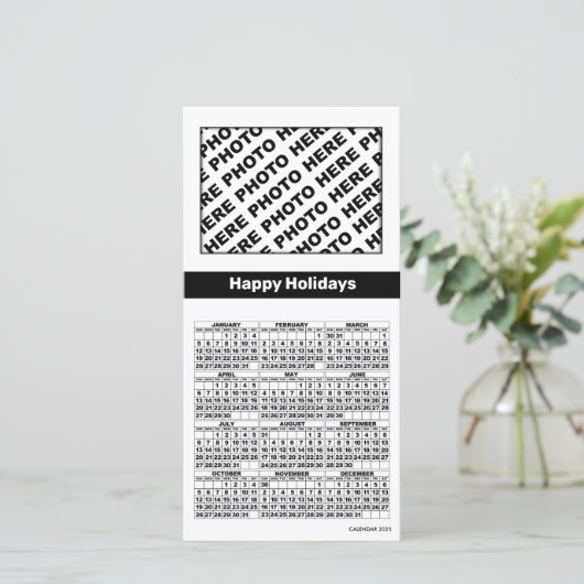 2025カレンダー追加4枚フォトカードのシンプル白黒 シーズンカード (スタンド正面)