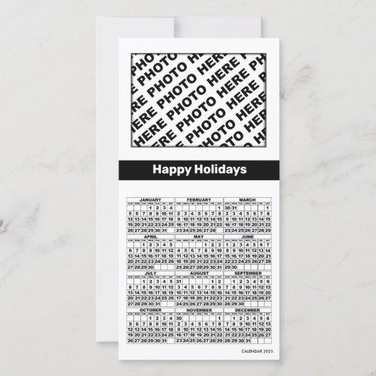 2025カレンダー追加4枚フォトカードのシンプル白黒 シーズンカード (正面)