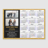 2025カレンダー金ゴールドブラックビジネス2フォト磁気 (正面)